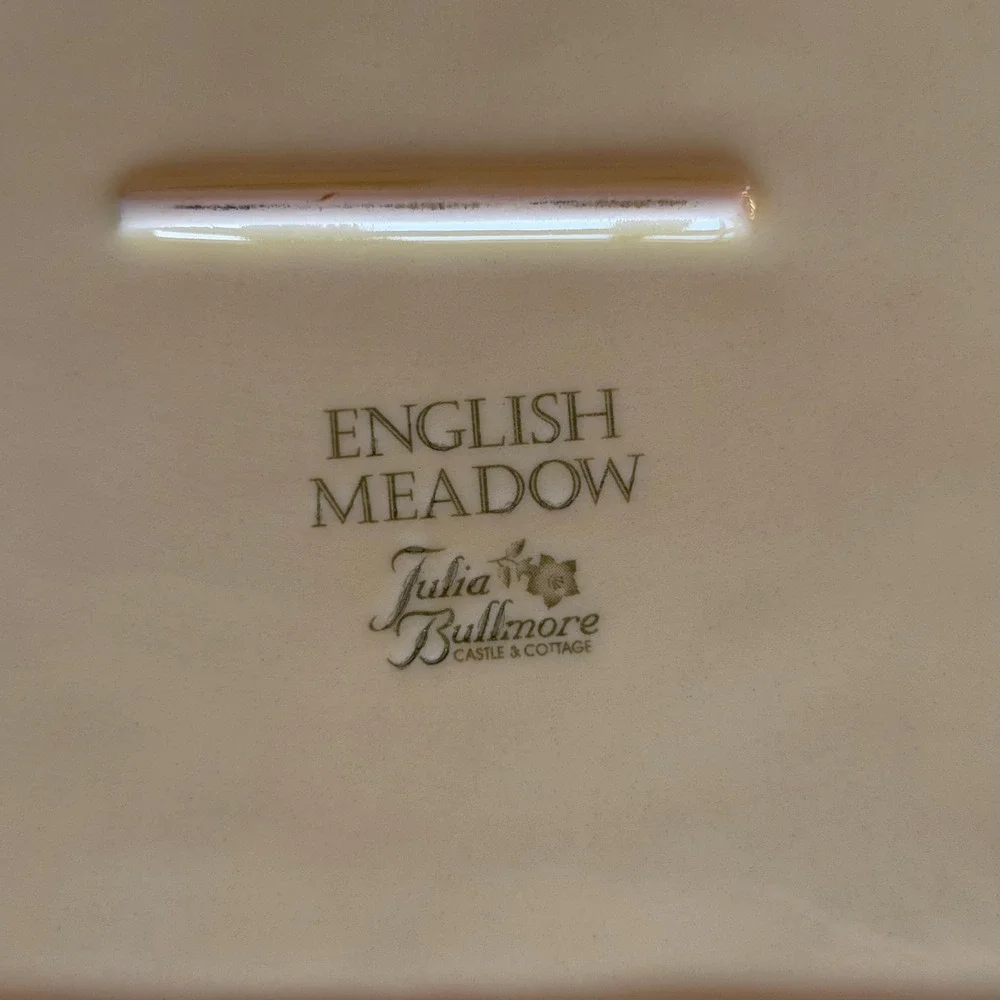 Vintage English Meadow Embossed Floral Ceramic Platter, Julia Bullmore